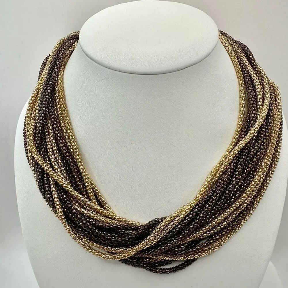 Gold tone multi strand statement necklace